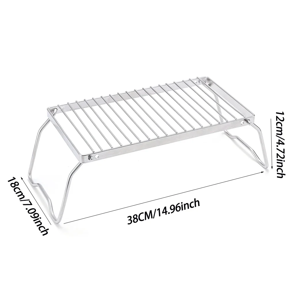 Multifunction Folding Campfire Grill Stand Tourism Portable Camping Grill Grate Outdoor Cookware BBQ Rack Gas Stove Bracket: Blue