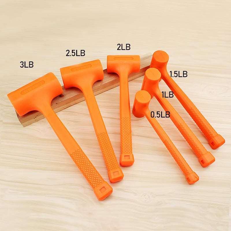 GloryStar 0.5-2LB Dead Blow Mallet Orange Soft Rubber Unicast Hammer