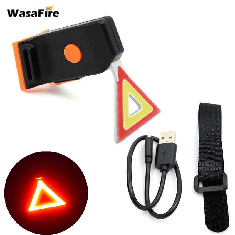 WasaFire Driehoek LED Fiets Achterlicht USB Oplaadbare Fiets Achterlicht Veiligheid Waarschuwing Flash Lights 6 Modi Fietsen Achterlichten