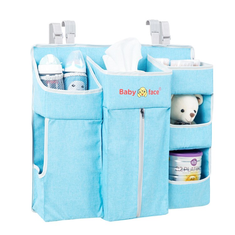 Multi-Function Hanging Foldable Baby Bed Organizer Nursing Storage Bag Holder Diaper Stacker Portable Dual Layer Baby Bed Set: C
