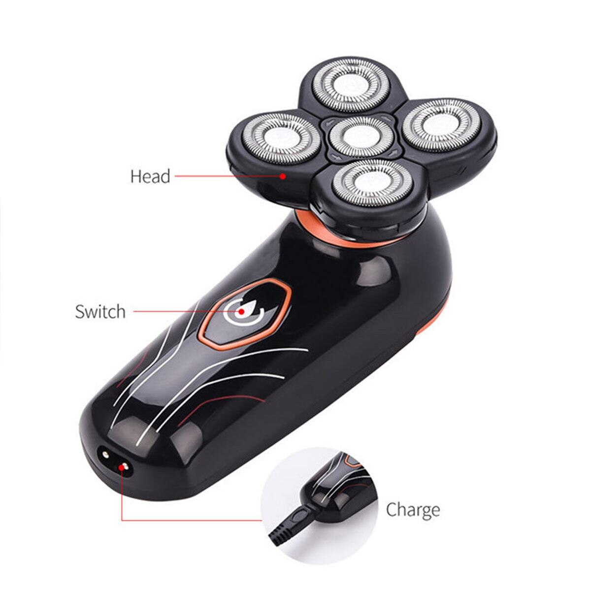 Waterproof USB Rechargeable Electric Shaver 5 Floating Head Shaving Machine Waterproof Electric Shavers for Body Washing Trimmer