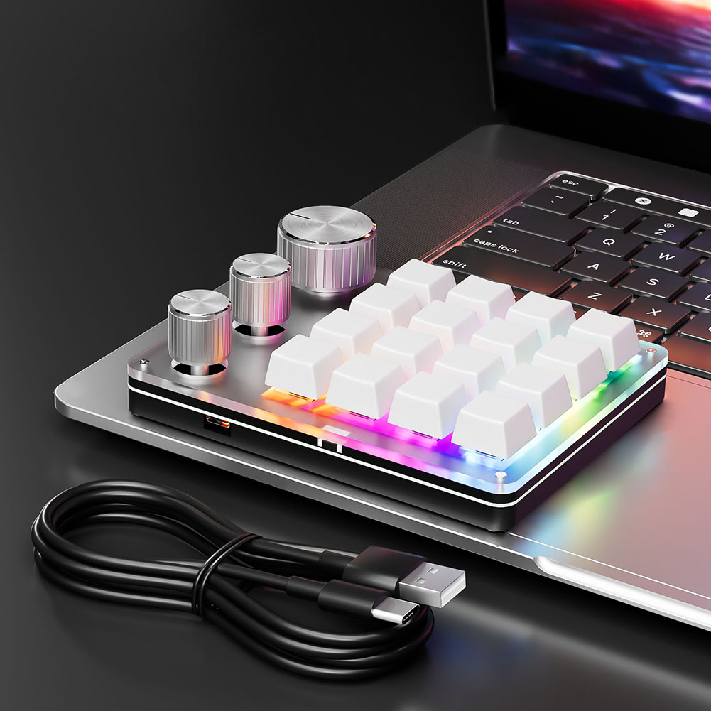 16 smakebit 3 knotter enhåndstastatur rgb ledet-bakgrunnsbelysning type-c kablet mekanisk tastatur trådløst tastatur til pc-datamaskinspilling