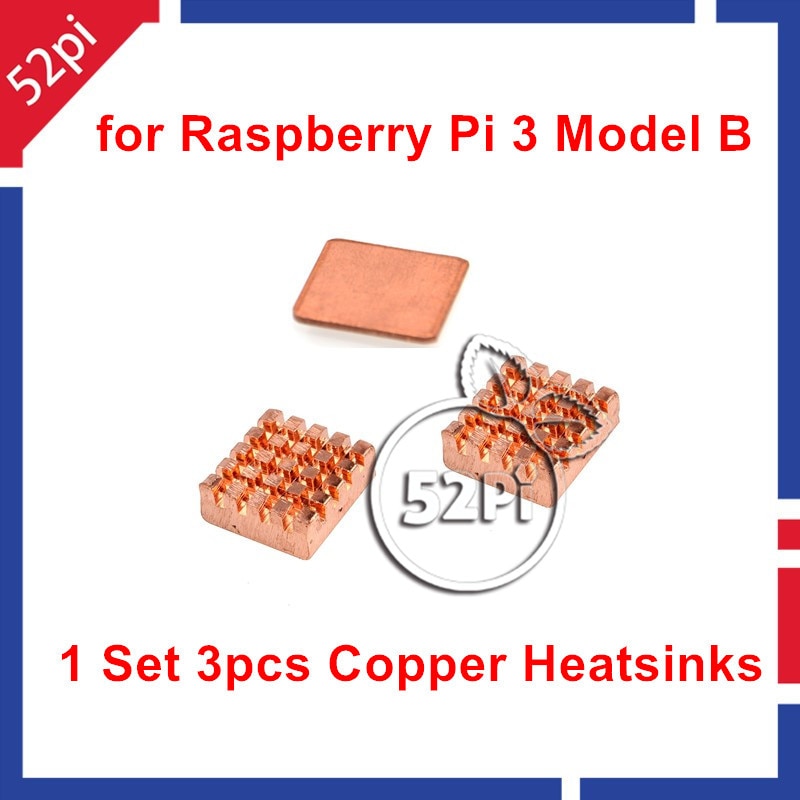 1 Set van Zuiver Koper Heatsinks 3 Stuks van Koellichaam Cooling Kit voor Raspberry Pi 3 Model B