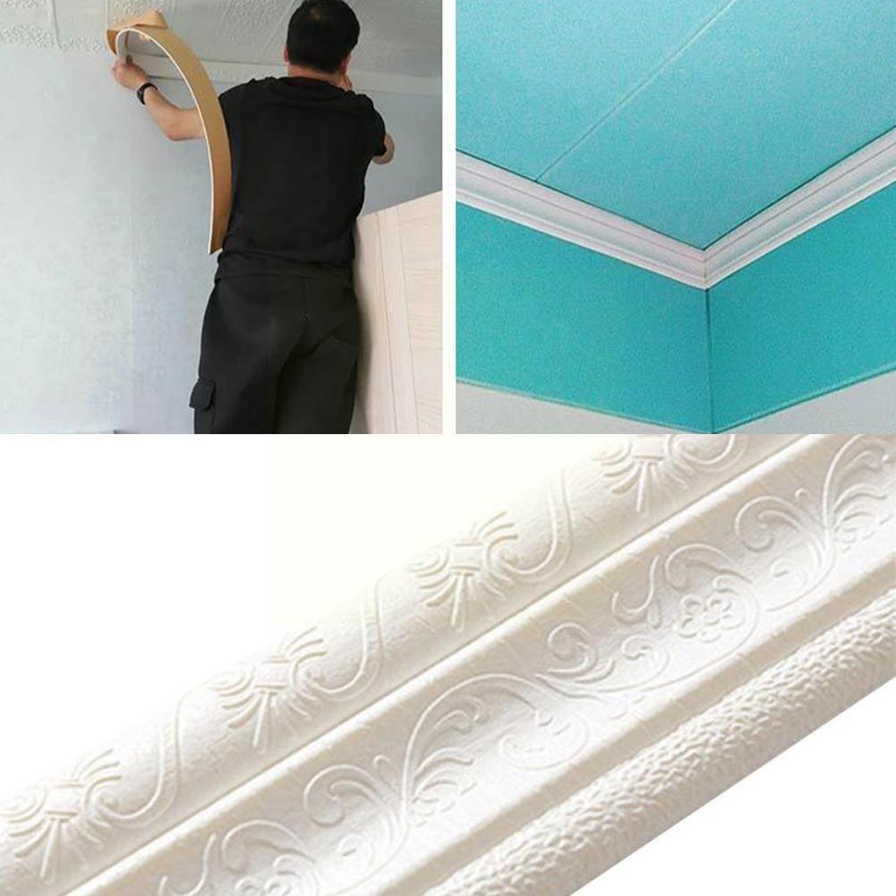 3d Foam Wall Edge Strip Stickers Self Adhesive Waterproof Corner Line Sticker Skirting Wall Line Baseboard Trim Border Wais D8r0