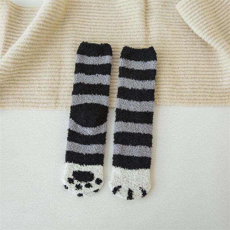 Calcetines gruesos con estampado de huellas de gato para mujer, medias con dedos de animales, de dibujos animados, de cebra, Tigre y gato: 2