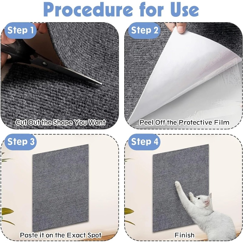Cat Scratching Mat with Self-Adhesive Trimmable Cat Carpet Cat Scratching Carpet Corner Wall Cat DIY Scratch Furniture Protector
