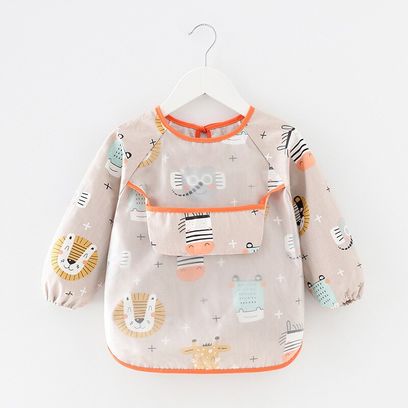 Infant Essen Kinder Zeichnung Lange Kurzarm Schürze Baby Bandana Lätzchen Nette Cartoon Lätzchen Wasserdichte Baby Selbst Fütterung Bib: 08 Lion