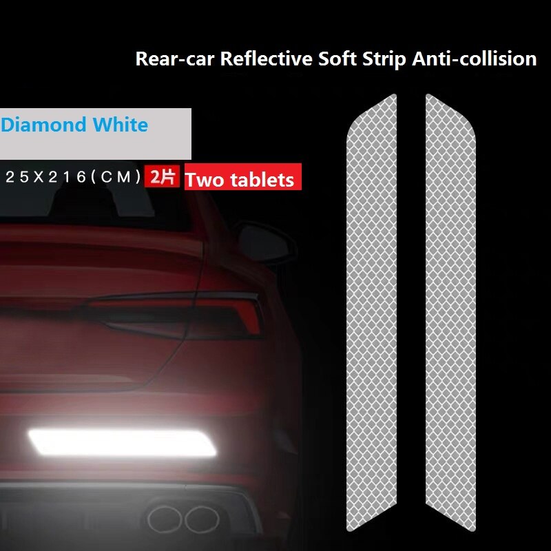 Safety Warning of Car Sticker Rear Bars Reflector Sticker Reflector Film: 1 sets of white