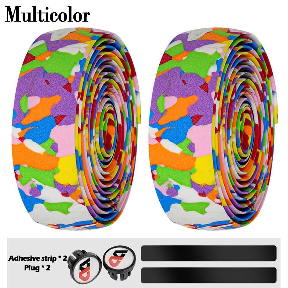 Cinta de goma EVA para manillar de bicicleta, cinta de camuflaje de alta elasticidad, amortiguación antideslizante, para ciclismo de carretera, 2 piezas: Azul