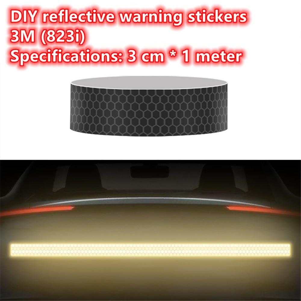 Cinta reflectante negra de 3M, pegatina adhesiva de grado de diamante, de seguridad, cinta de advertencia para bicicleta, automóviles, motocicleta, estilo de coche