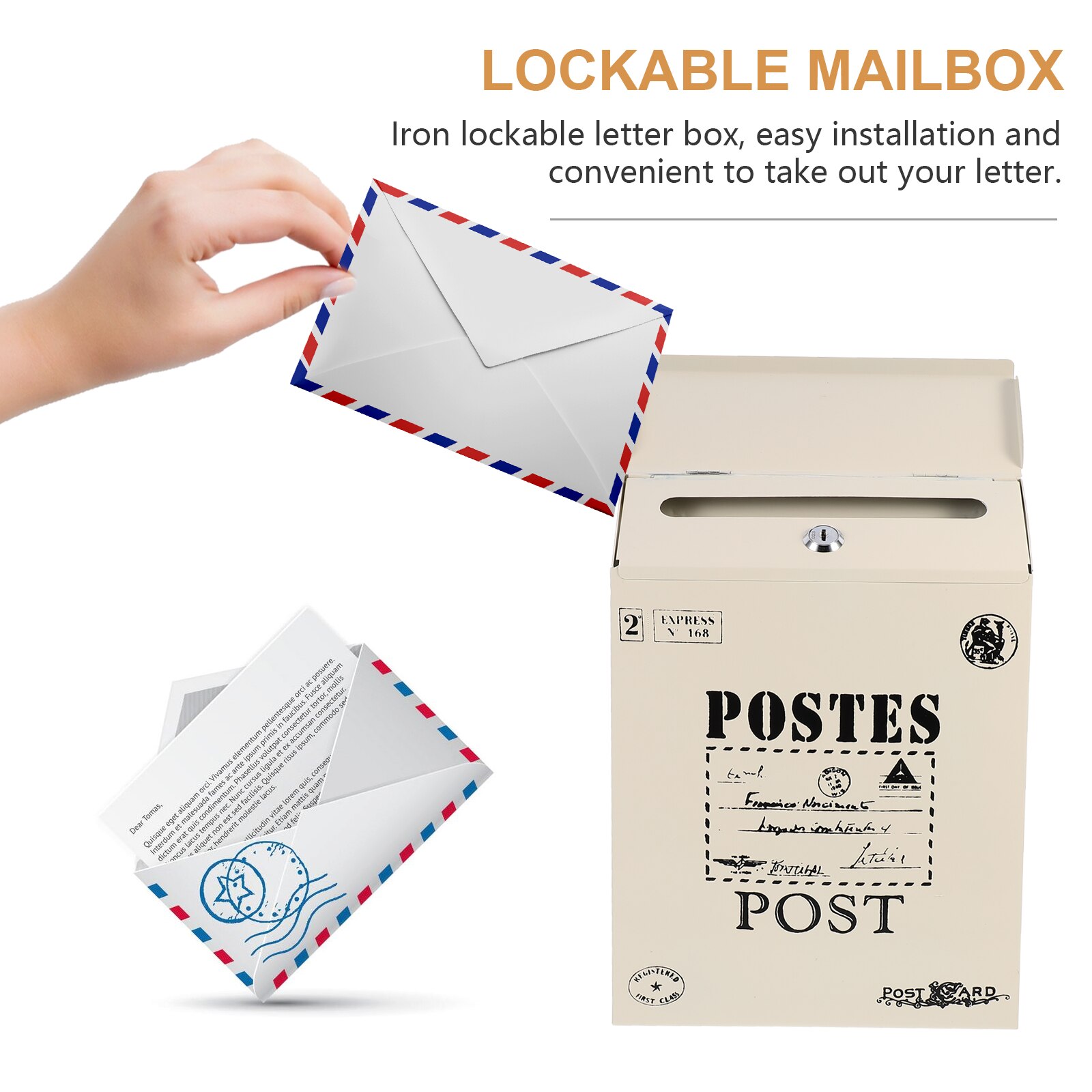 Retro Metal Mailboxes Wall Mounted Mail Box Mailbox Bucket Newspaper Letter Box Post Garden Decoration Garden Supplies