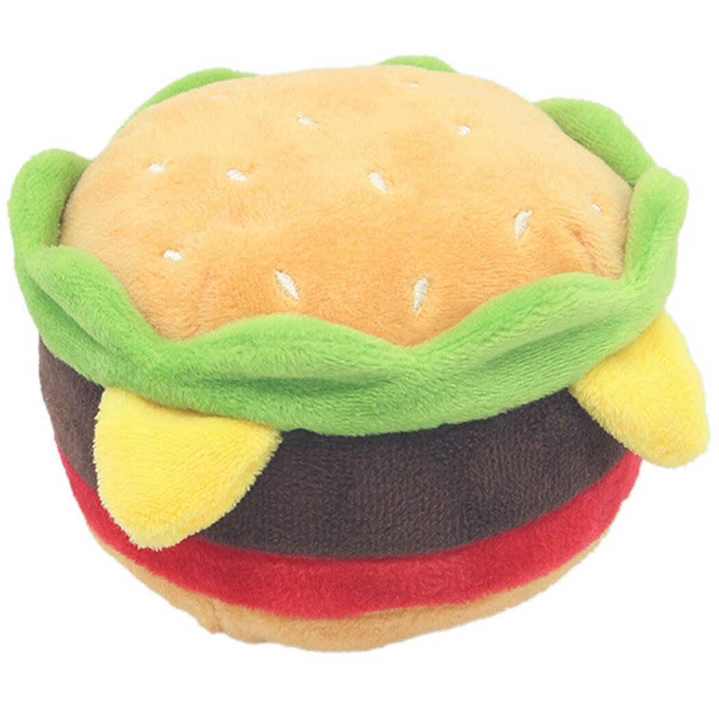 1 stuk knuffeldier, schattig cartoon hamburger, friet, hond, piepspeeltje, kitten, bijtspeeltje: Hamburger