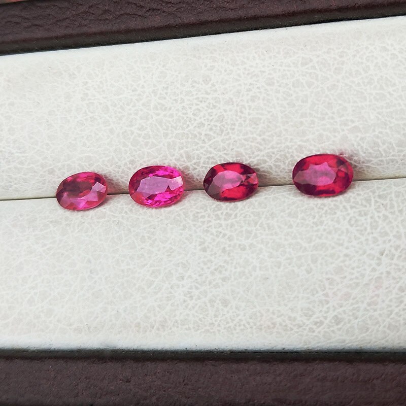 Shipei 1 Pcs Natuurlijke 5*7 Mm Oval Cut Ruby Losse Edelsteen Voor Ring Maken Diy Stenen Decoratie Gemaakt voor Sieraden