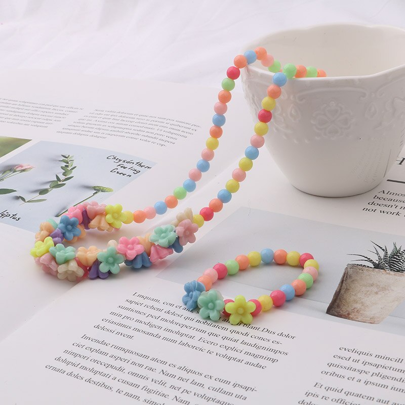 Enfants été style collier bracelet costume bébé doux cheveux accessoires bijoux pentagramme printemps: Vert armée