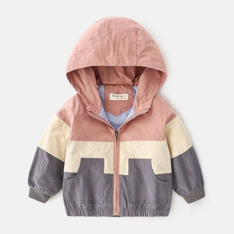 Boys Jacket Coat Spring Hooded Kids Windbreaker For Boy Patchwork Outerwear Baby Clothes infant Clothing DC161: Pink / 6T