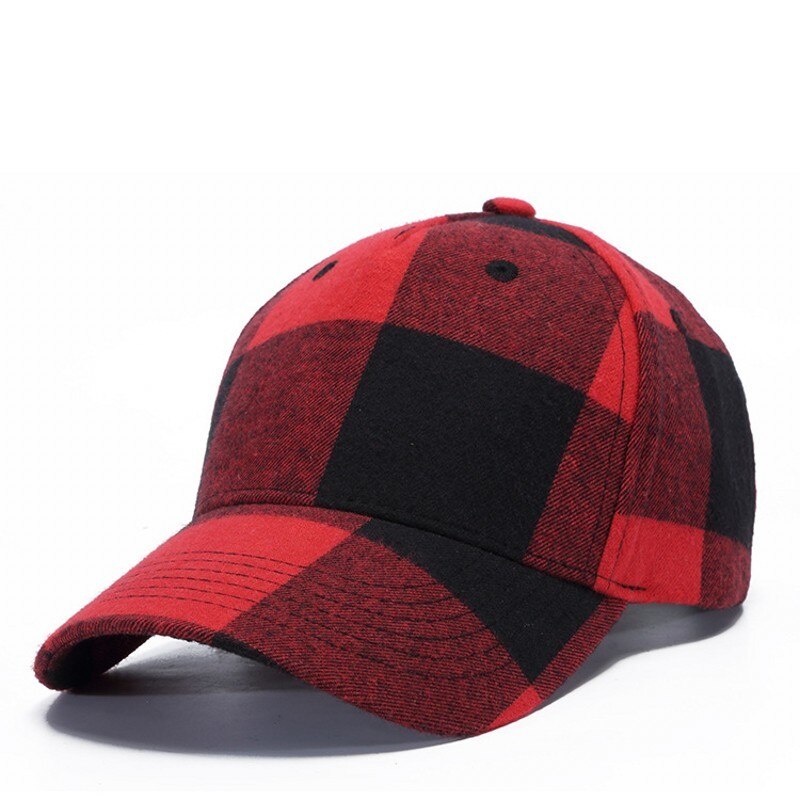 Casual Plaid Print Baseball Cap Soft Cotton Blend Checked Print Outdoor Hat Cap Adjustable Snapback Baseball Cap