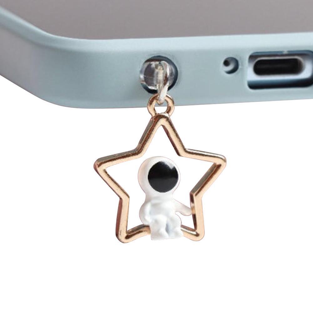 Dreidimensionaler astronauten-handy-kopfhöreranschluss-universal-staubschutzstopfen für apple und android-datenanschluss, anhänger zum versenden