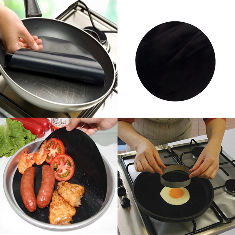 Frying Pan Pad Reuseable Non-stick Pan Fry Liner Sheet Cooking Oil Sheet Pad Teflon-coated Fiberglass Cloth Kitchen Tool
