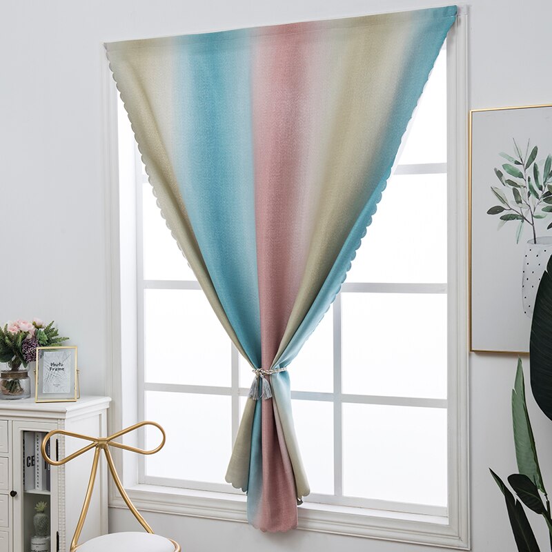 Cortina de Color degradado para dormitorio de niñas y niños, cortinas para oscurecer completamente las ventanas, sin perforaciones, decoración del hogar, 130x80 CM