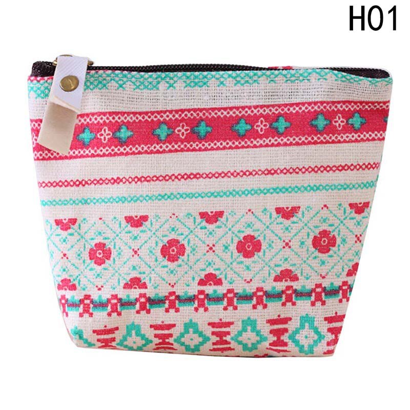 1PC Mini Animal Printed Coin Pouch Vintage Small Fish Bear Tree Prints Coin Purse Wallet Holder Zipper Canvas Coin Purse: H01