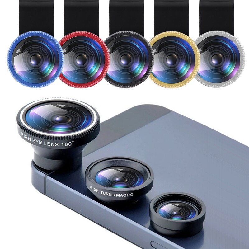 3 In 1 Fish Eye+Wide Angle+Macro Clip On Camera Lens Set For Mobile Phone Tablet Phone Camera Accessories