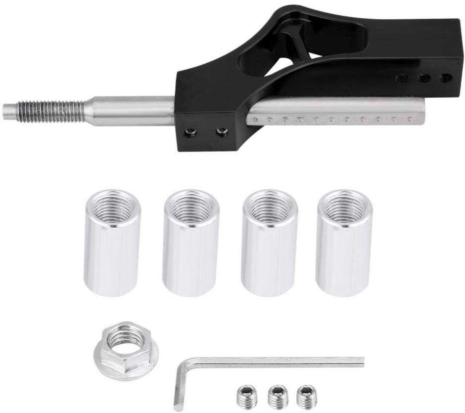 Universal Aluminium Adjustable Gear Shift Knob Extender Height Lever Extension Car Gear Shifter Extender with 8/10/12mm Adapters: Black