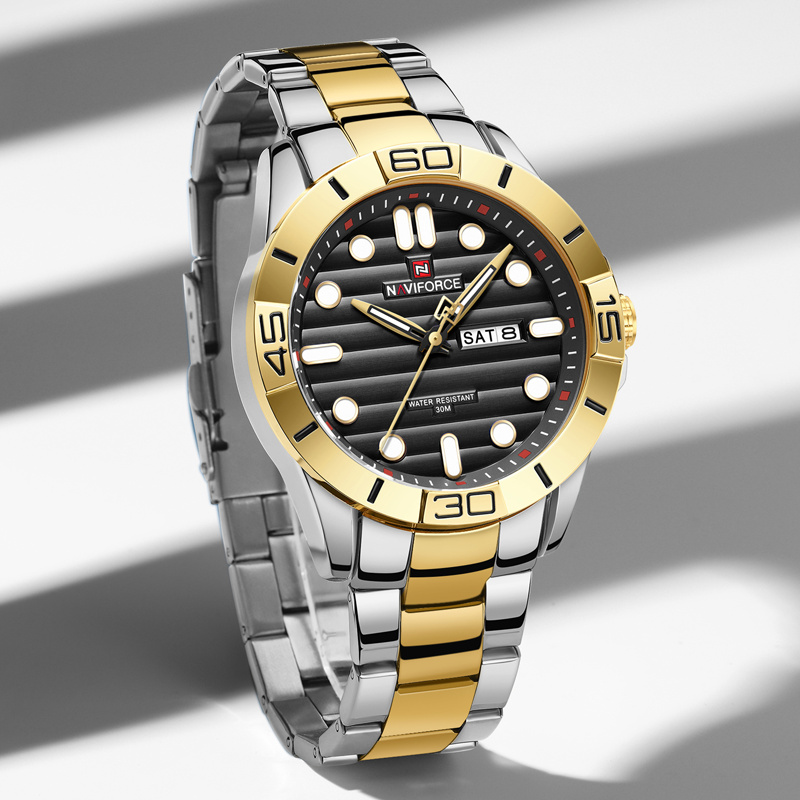 NAVIFORCE – montre-Bracelet lumineuse en acier inoxydable pour homme, à Quartz, étanche, Original, à la