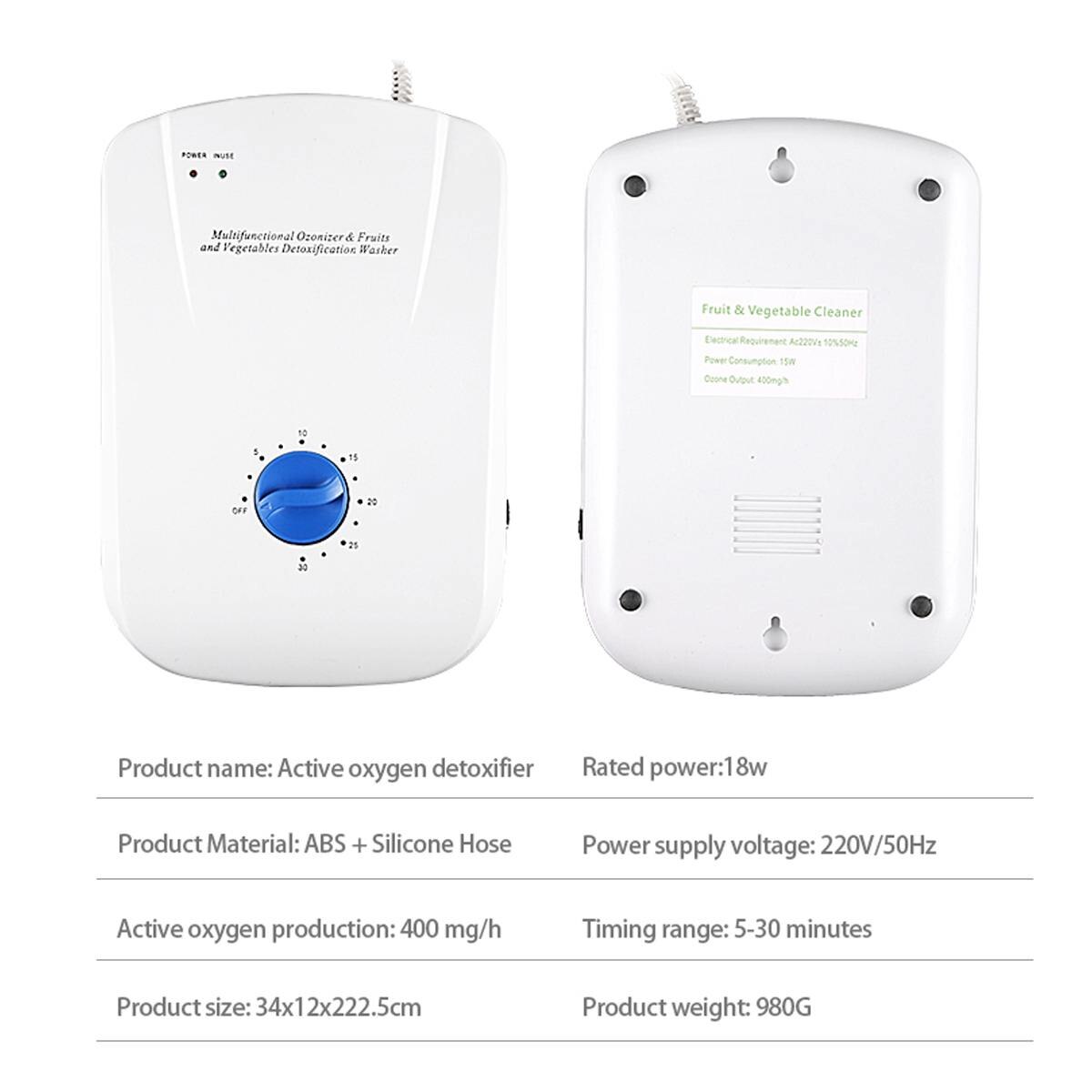 400mg/h Portable Ozone Generator Ozonator ionizer Multifunctional fruit and vegetable sterilizer Timer Air Purifiers 110-220V