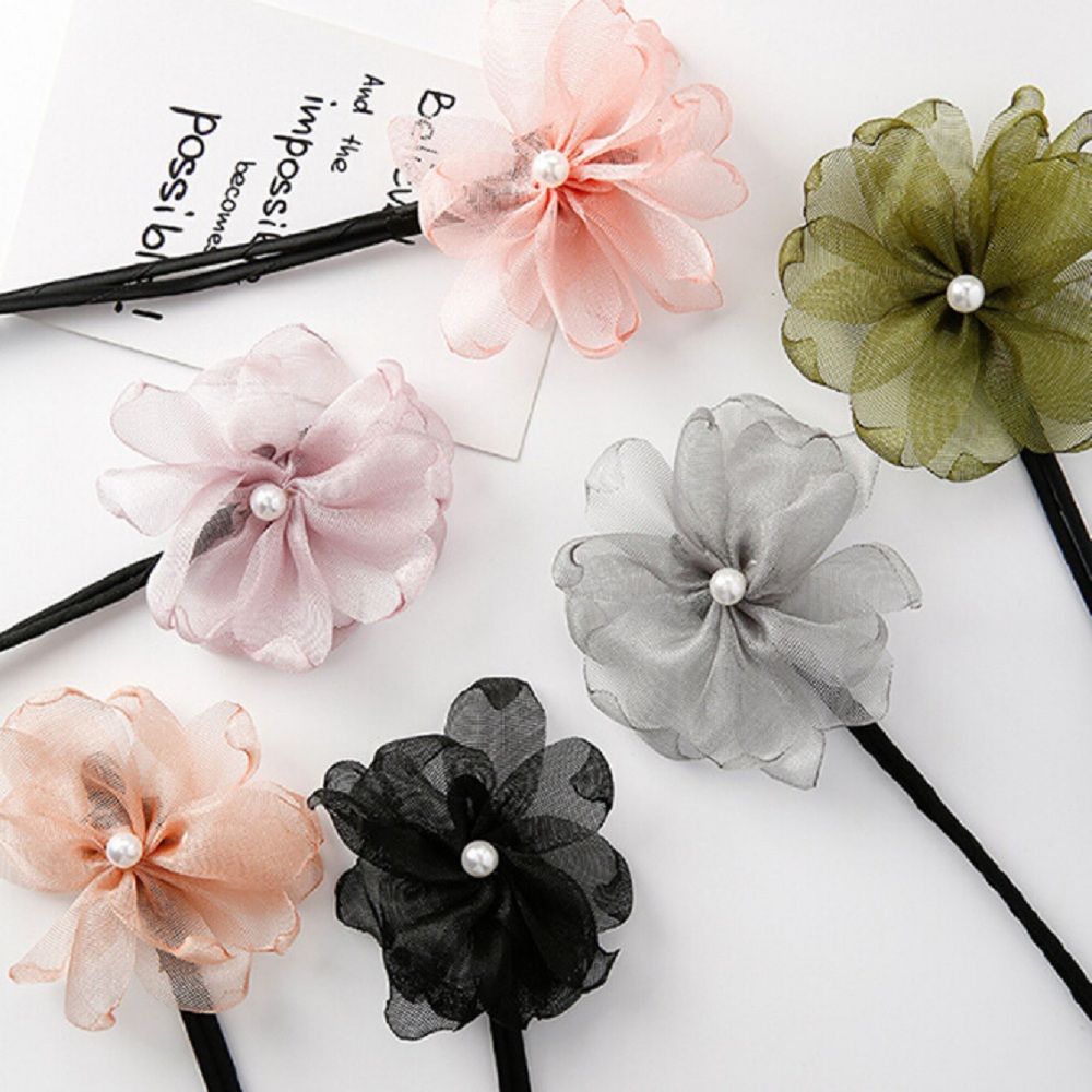 Flower Hair Accessories Magic Bun Maker Girl Donut Quick Messy Women Pearl Hair Bands French DIY Hairstyle Headband Braider