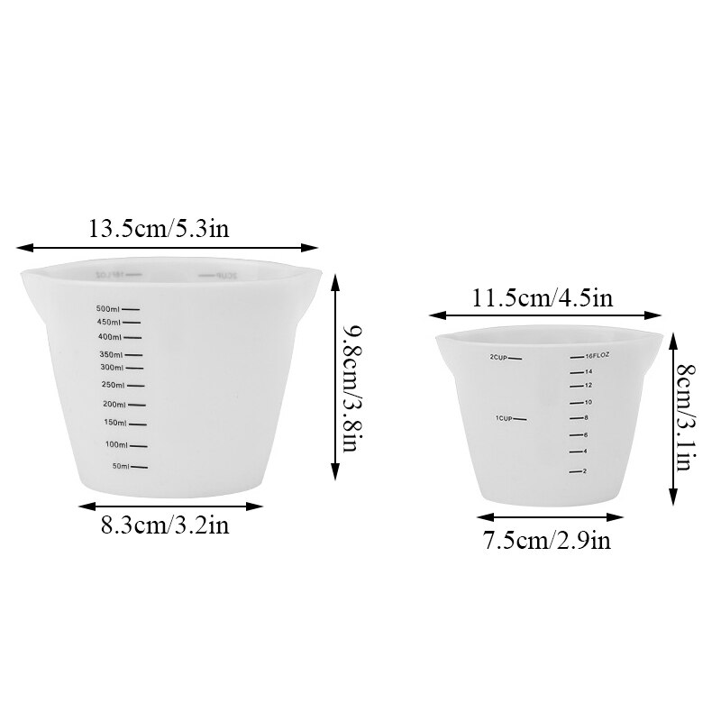 Reusable Measuring Cup Silicone Metering Cup 250ml/500ml Visual Scale Resin Mixing Cup Liquid Measure Casting Molds Eco-Friendly
