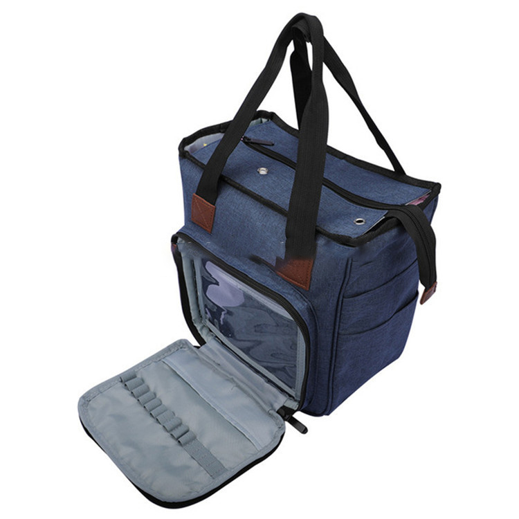 Portable Knitting Bag Organizer Yarn Storage Case for cotton cord Thread Wool Yarn Crochet Hook Sewing Needle Accessory Tool box: Blue