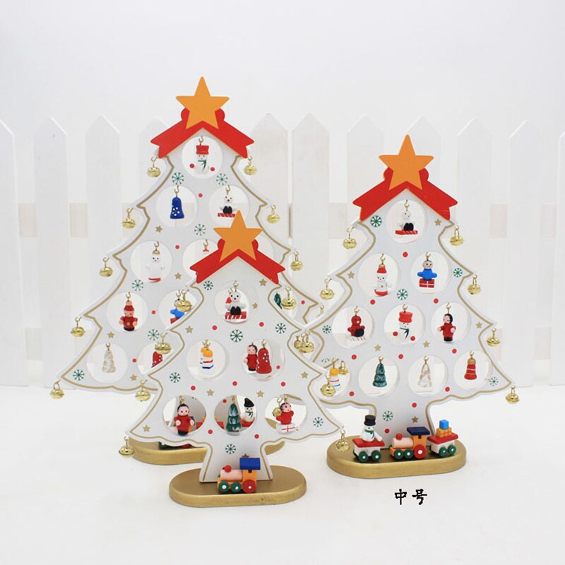 Mini Wood Christmas Tree Decoration Cute Home Desktop Office Decor Party DIY B88