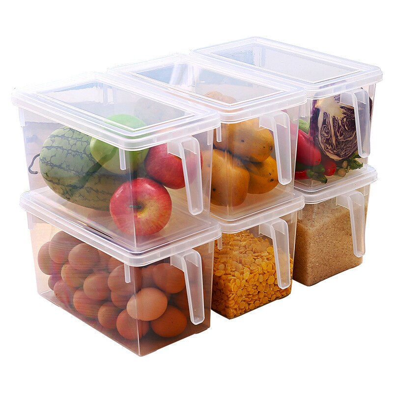 Køleskab madopbevaringsbeholdere med låg køkkenopbevaring seglplast separat vegetabilsk frugt frisk æske