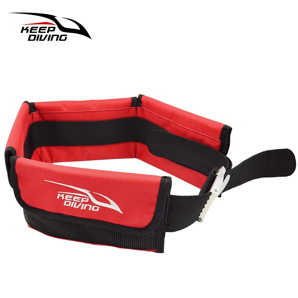 Adjustable Diving Weight Belt Pouch - Stainless Steel Buckle - Scuba Gear Storage - Dive Equipment Accessory: Red