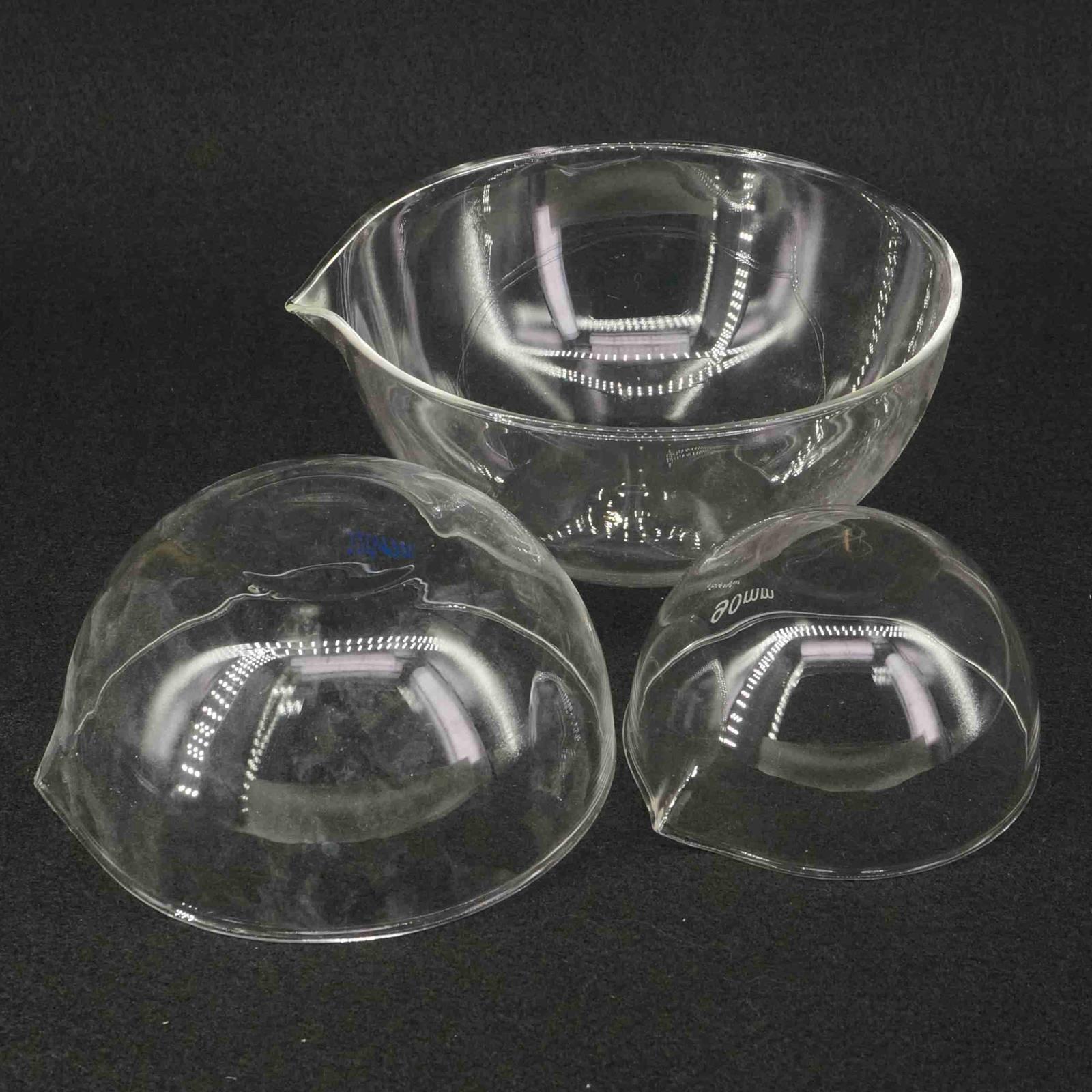 60mm 90mm 120mm 150mm Durchmesser Labor Glas Verdampft Gericht Flachen Boden mit Auslauf Für Chemie