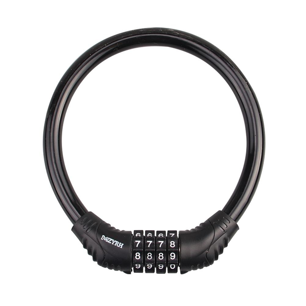 Candado de cadena de 4 dígitos para bicicleta, para patinete eléctrico Xiaomi M365, antirrobo, de aleación de acero, con código de Cable: Black