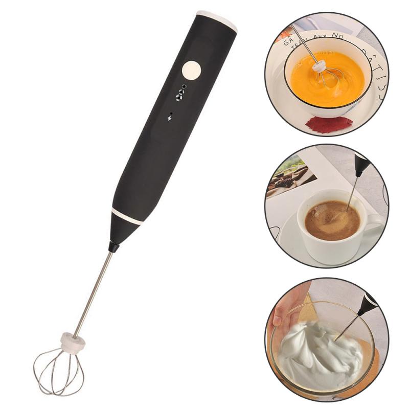 Æggepisker håndholdt 3-- trins justerbar el-mixer genopladelig mælkeshaker maskine skummer skummer usb-opladning