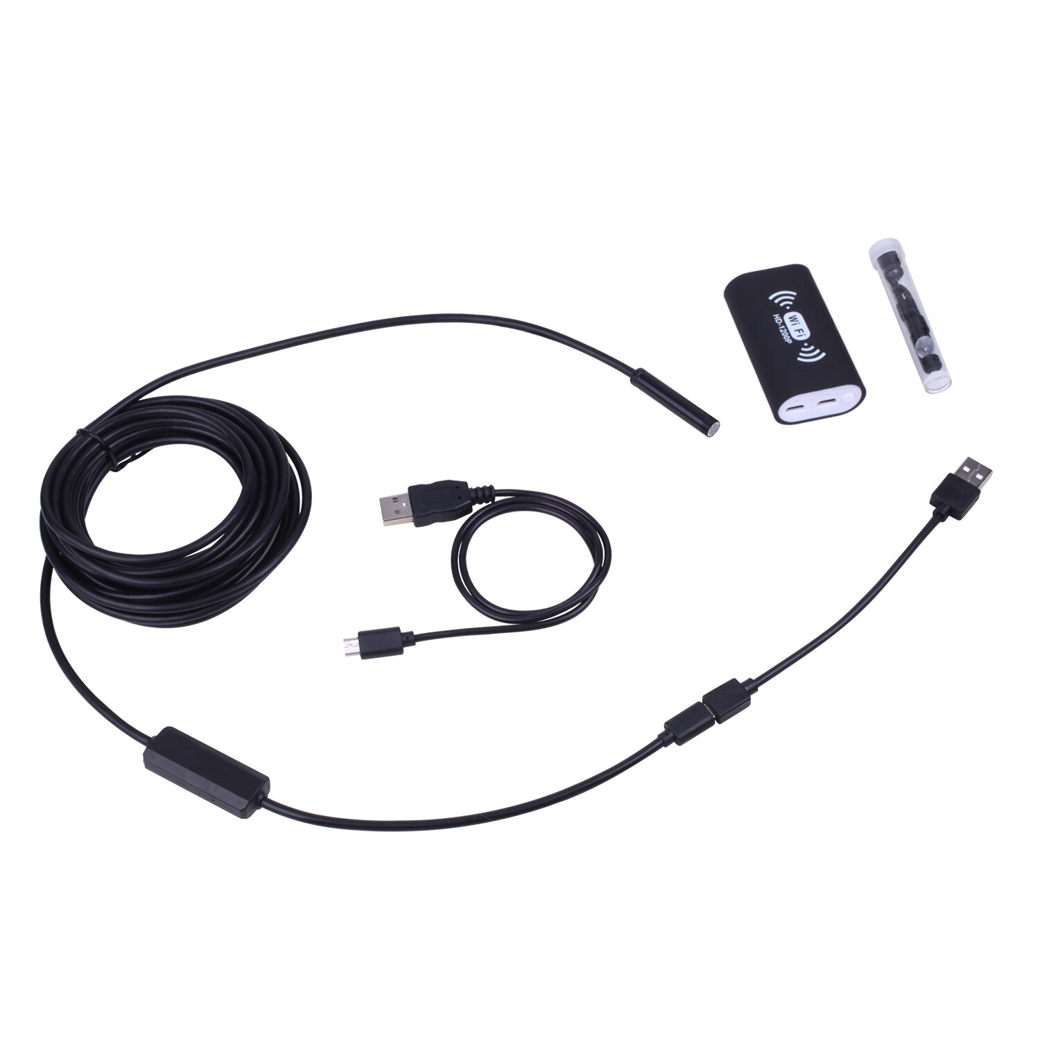 8mm Wireless Endoscope Camera IP68 Waterproof WiFi Inspection 2M 8LED Semi-Rigid Cable Borescope for iPhone Android PC Notebook: 1m / Black