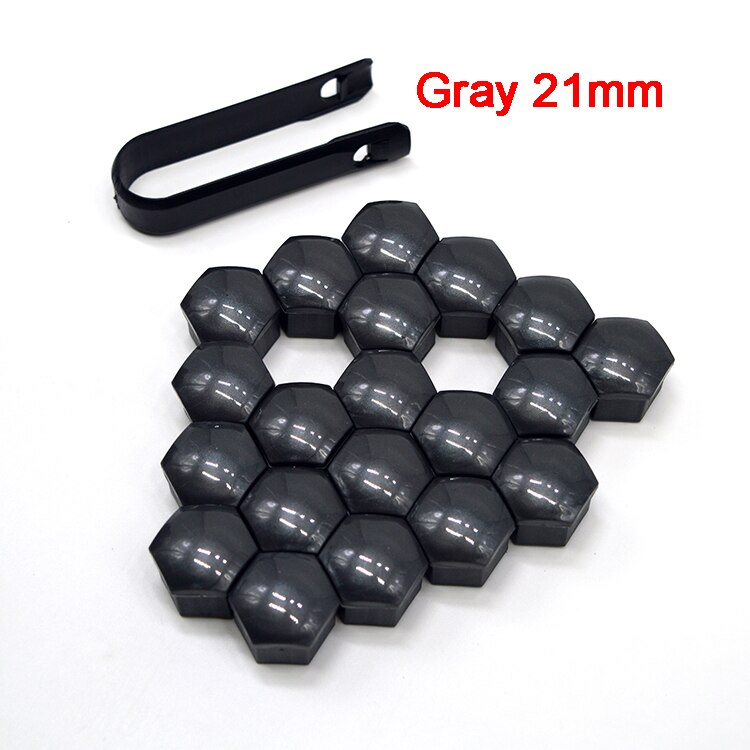 20 Pcs Car Wheel Stud Nut Bolt Covers Cap Remover Tool Key Tweezers Removal Dismantle Tool Fits For Universal Car Auto: Gray 21mm