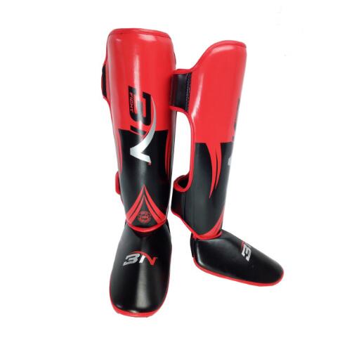 BNPRO Youth/Adult MMA Boxing Shin Guards Kickboxing Ankle Support Equipment Karate Protectors Sanda Muay Thai Leggings: red / M  135-158cm