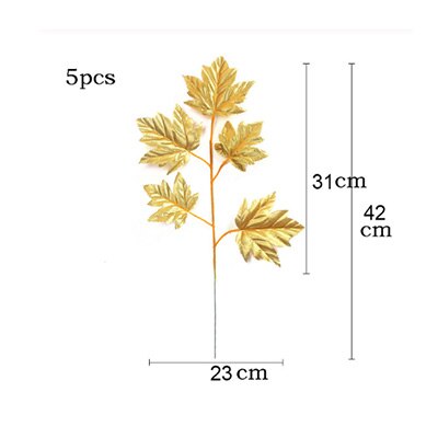 5Pcs Artificial Gold Fabric Turtle Back Leaf Scattered Tail Leaf Wedding Decoration For Home Christmas Birthday Palm Leaves: D
