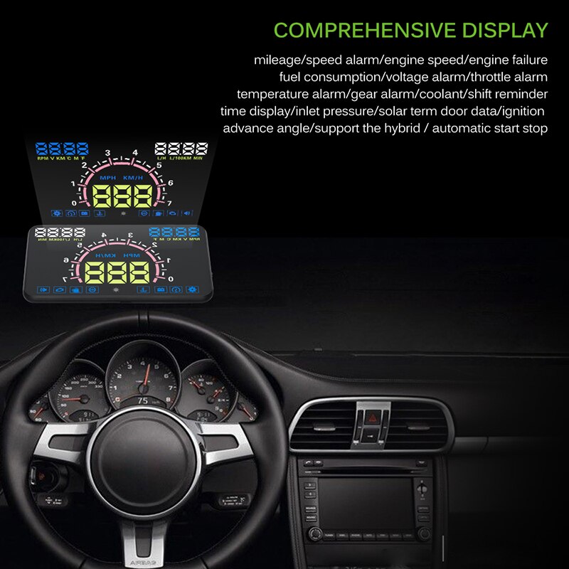 Onever auto hud 5.5 '' head up display obd 2 ii euobd bil fortkörning varning för hög hastighet varning vindruta projektor hd auto display