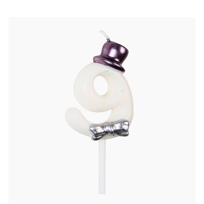 Bougie d'anniversaire numéro 0-9, 1 pièce, joyeux gâteau s pour fête, gâteau couronne/enfants, outils de décoration de mariage pour adultes: Top hat 9