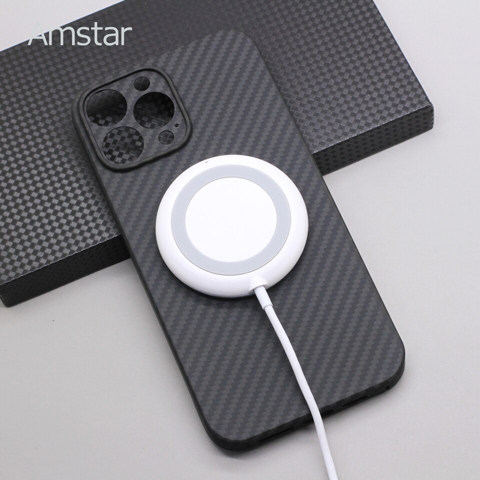 Amstar magnetische kohlefaser-handyhülle für iphone 13 Profi max 13 Profi, ultradünne aramidfaser-magnetabdeckung mit kabelloser ladefunktion