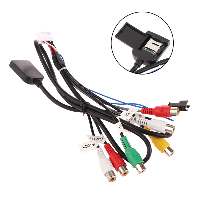 Car Stereo Radio Cable 20 Pin Plug RCA Output AUX Wire Harness Wiring Connector With Fan Header For ZHANGXUN Android Navigation: WHITE