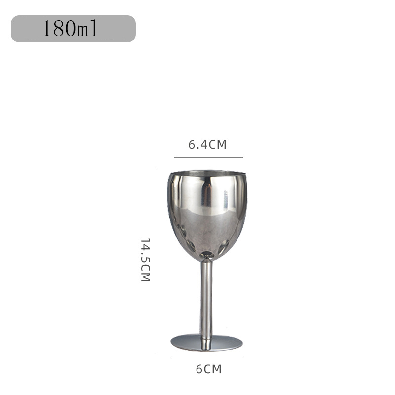 2 stk/sett vinglass rustfritt stål 18/8 metall vinglass bar vinglass champagne cocktail drikkekopp sjarm festutstyr: 180ml x 2 stk