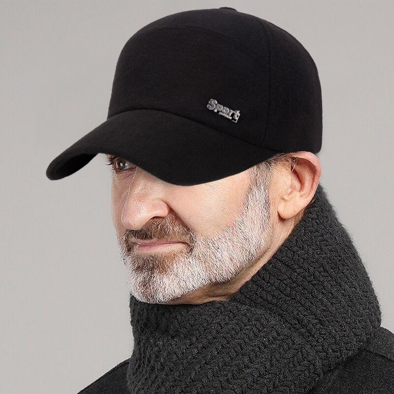 Brev trykt baseball cap mænd vinter hat uld føler justerbar trucker cap tykne varm sort grå snapback hat