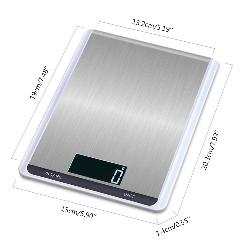 Large Stainless Steel Electronic Kitchen Scale 5KG 10KG 1g Slim Baking Scales 203F