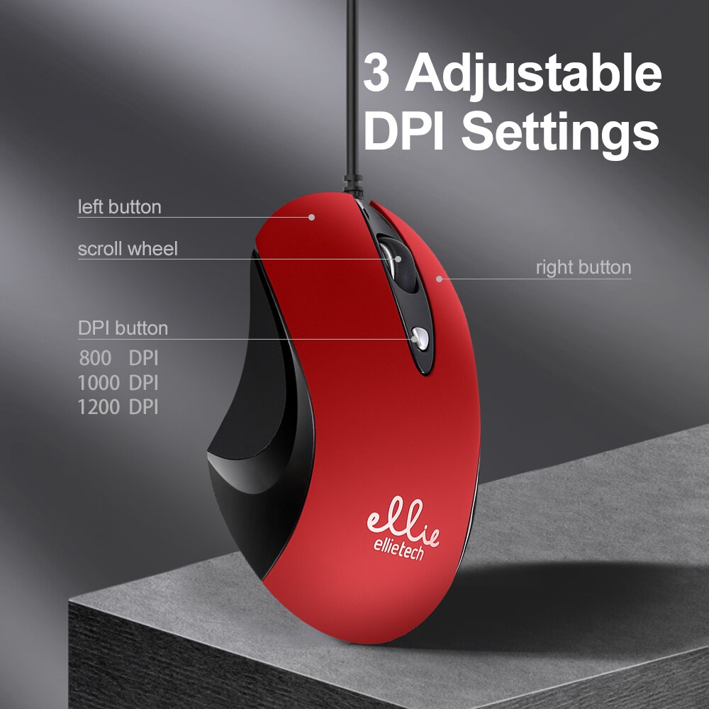 Mouse USB gioco cablato 1200 DPI ottico 3 pulsanti Mouse da gioco per PC Laptop Computer e-sport 1.3M cavo USB gioco Office Wire Mous