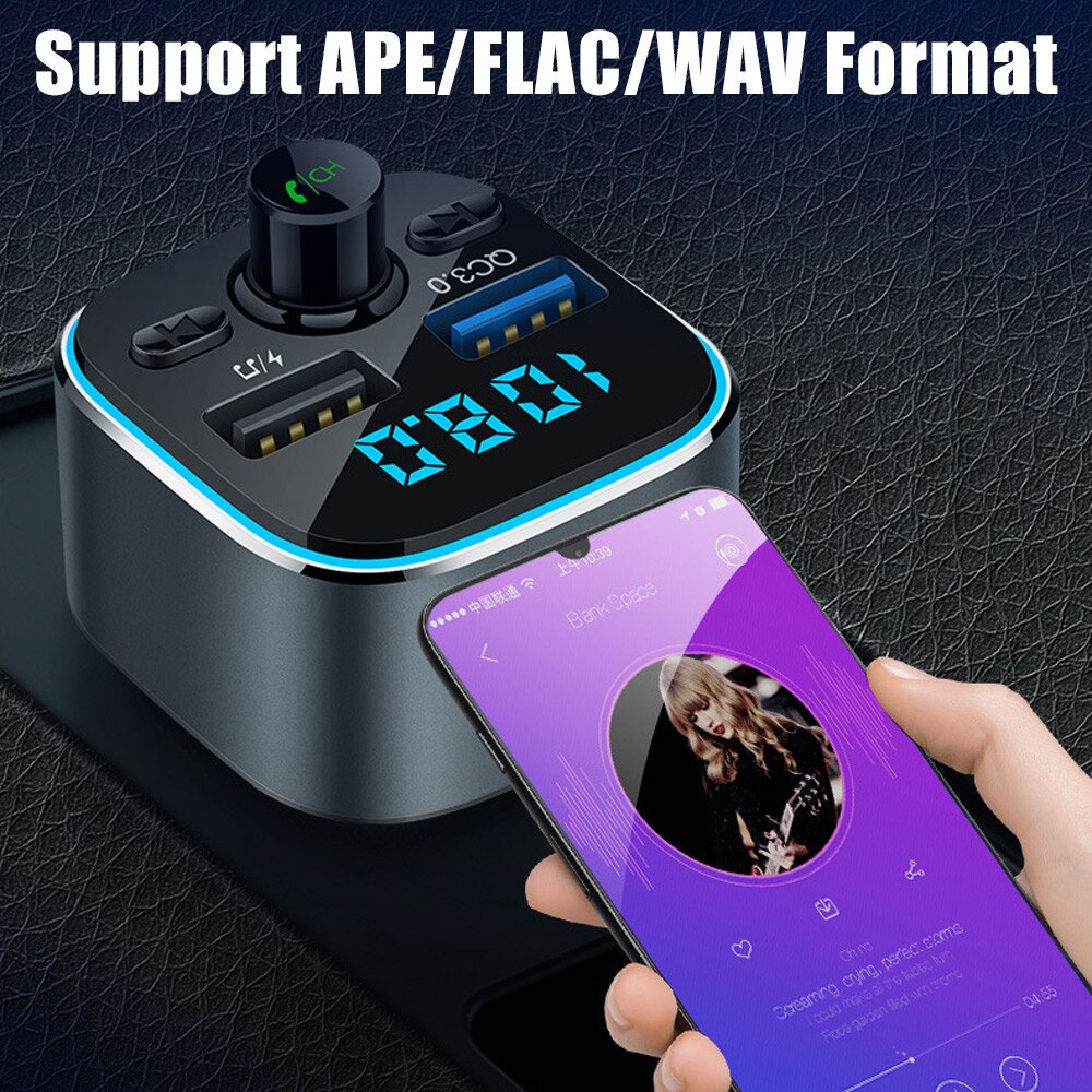 VR Robot 7 Colors Blacklit Bluetooth FM Transmitter Car MP3 Audio Player Handsfree Car Kit With Dual USB QC3. Quick Charger